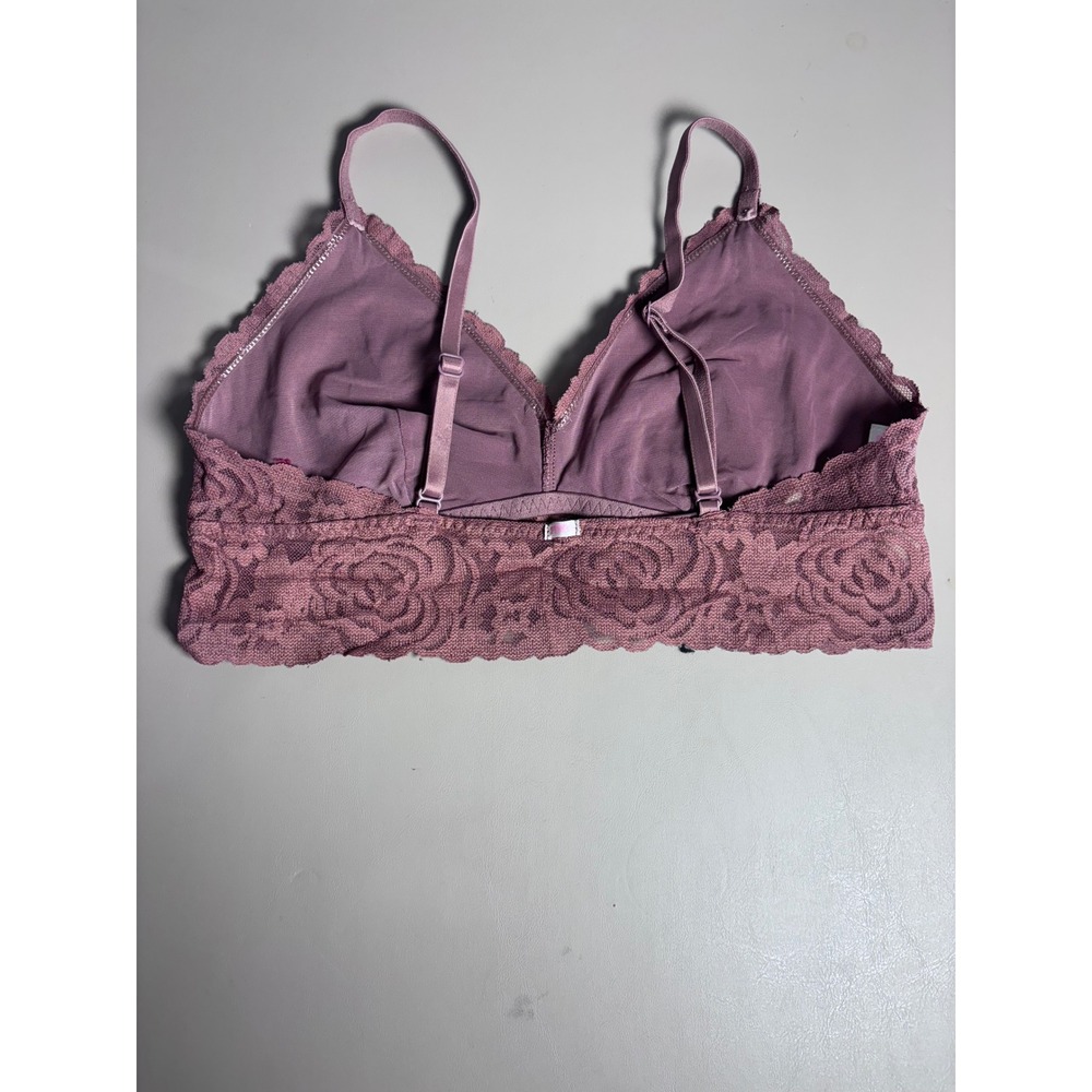 PINK Victoria's Secret Lace Bralette Bra Rose Mauve Plunge V-Neck Pullover Large - Picture 2 of 7